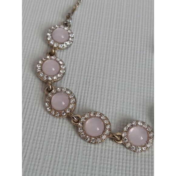 Light Pink Round Rhinestone Encrusted Beads Serpentine Chain Adjustable Bracelet - Picture 8 of 9